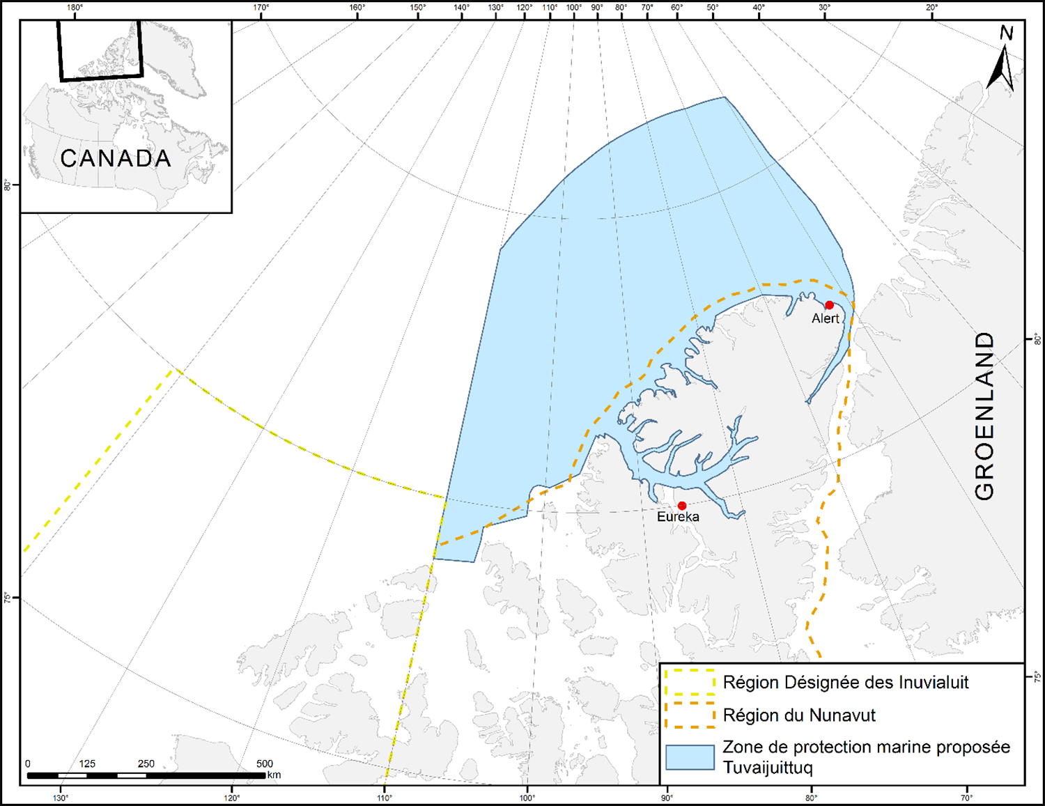 Figure 1. Carte de la zone de protection marine proposée de Tuvaijuittuq