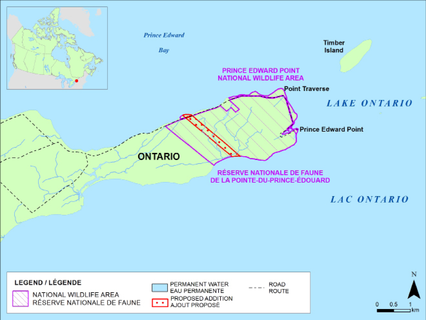Figure 2. Carte des ajouts proposés à la réserve nationale de faune de la Pointe-du-Prince-Édouard – La description longue suit. 