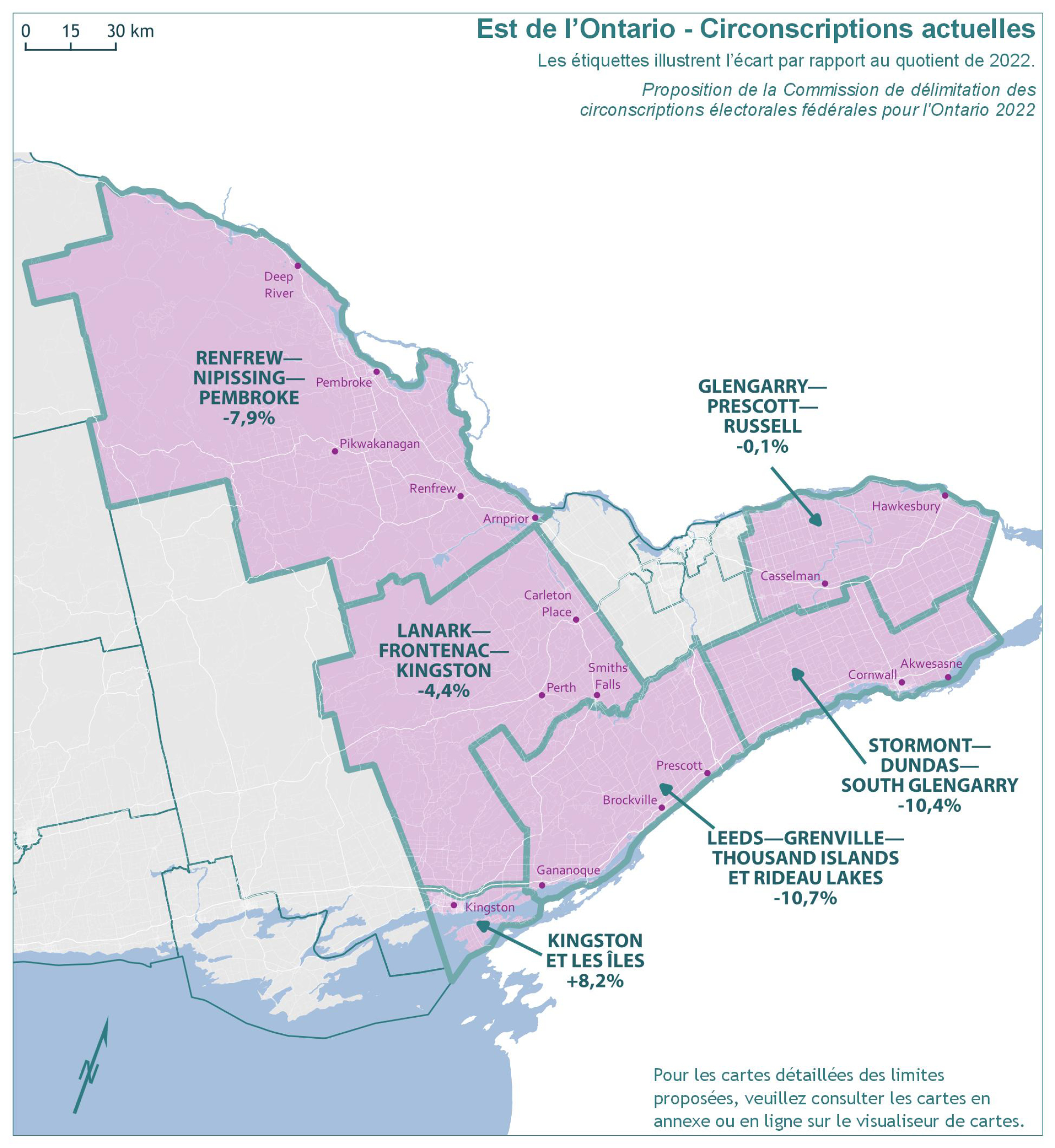 Est de l’Ontario - Circonscriptions actuelles 