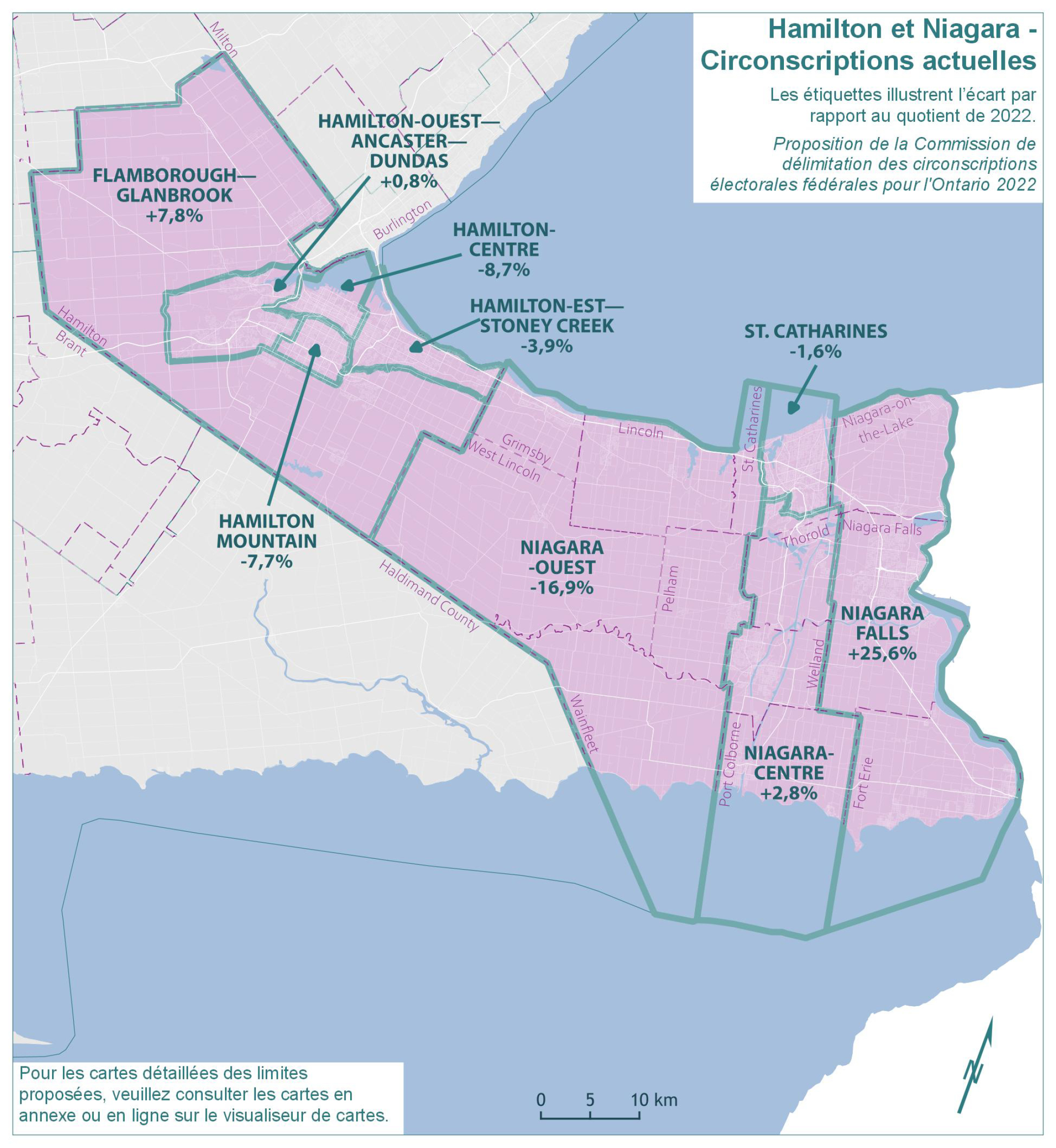 Hamilton et Niagara - Circonscriptions actuelles