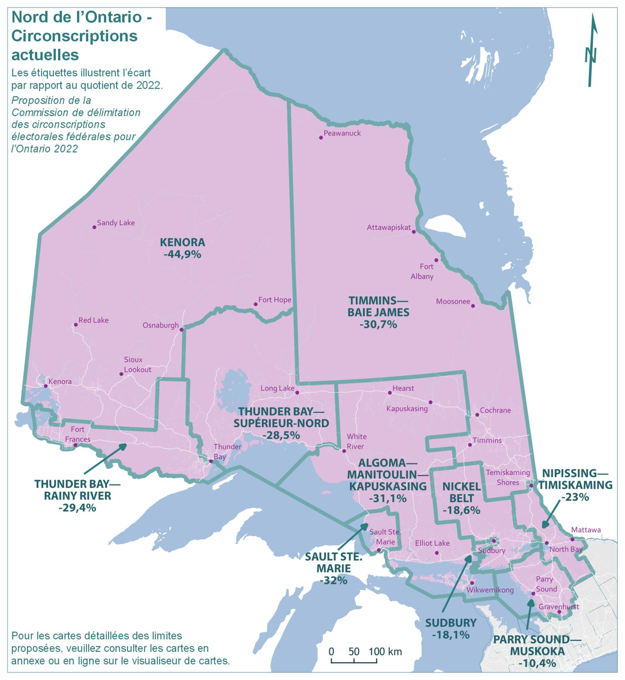 Nord de l'Ontario - Circonscriptions actuelles