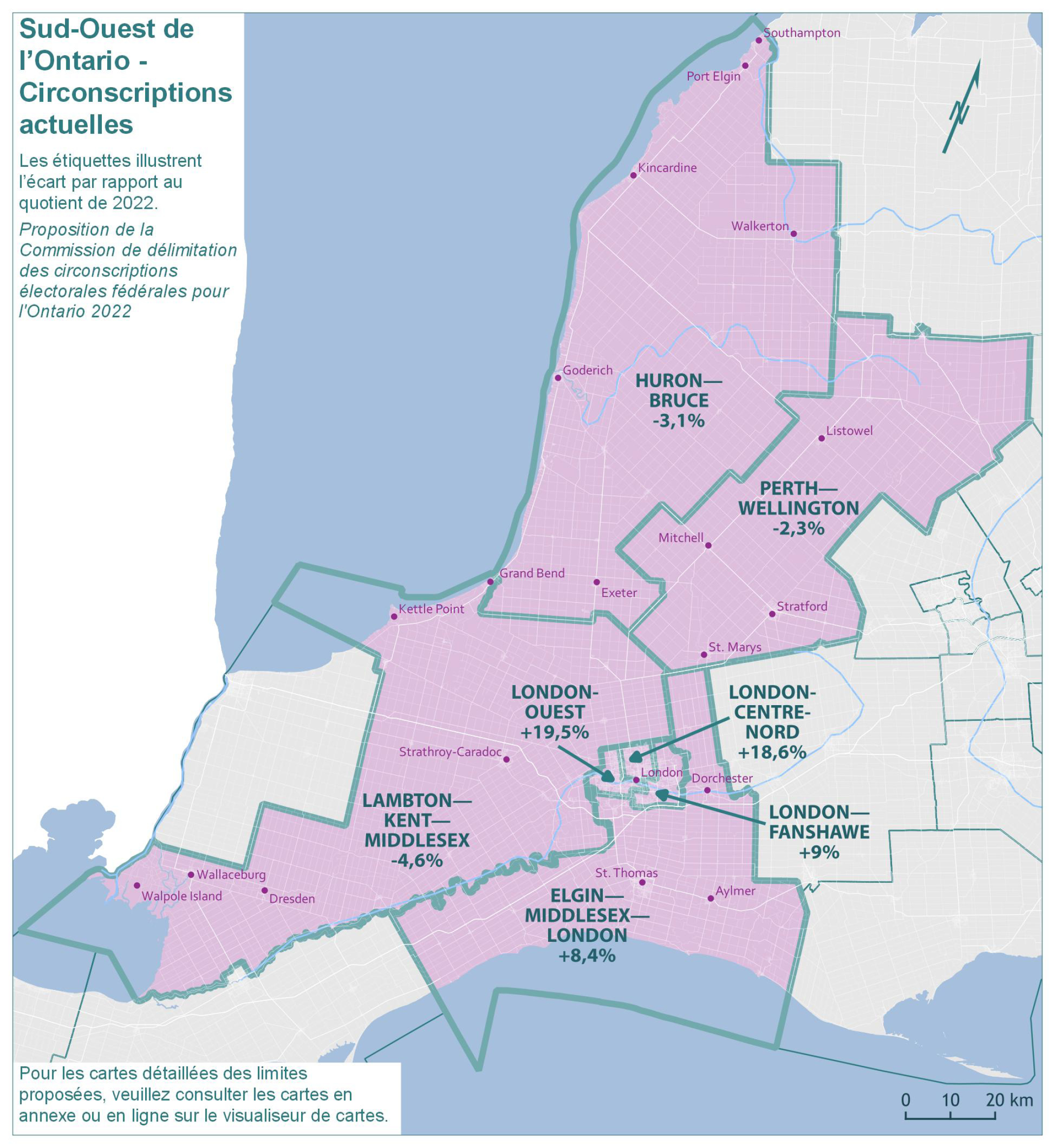 Sud-Ouest de l’Ontario - Circonscriptions actuelles 